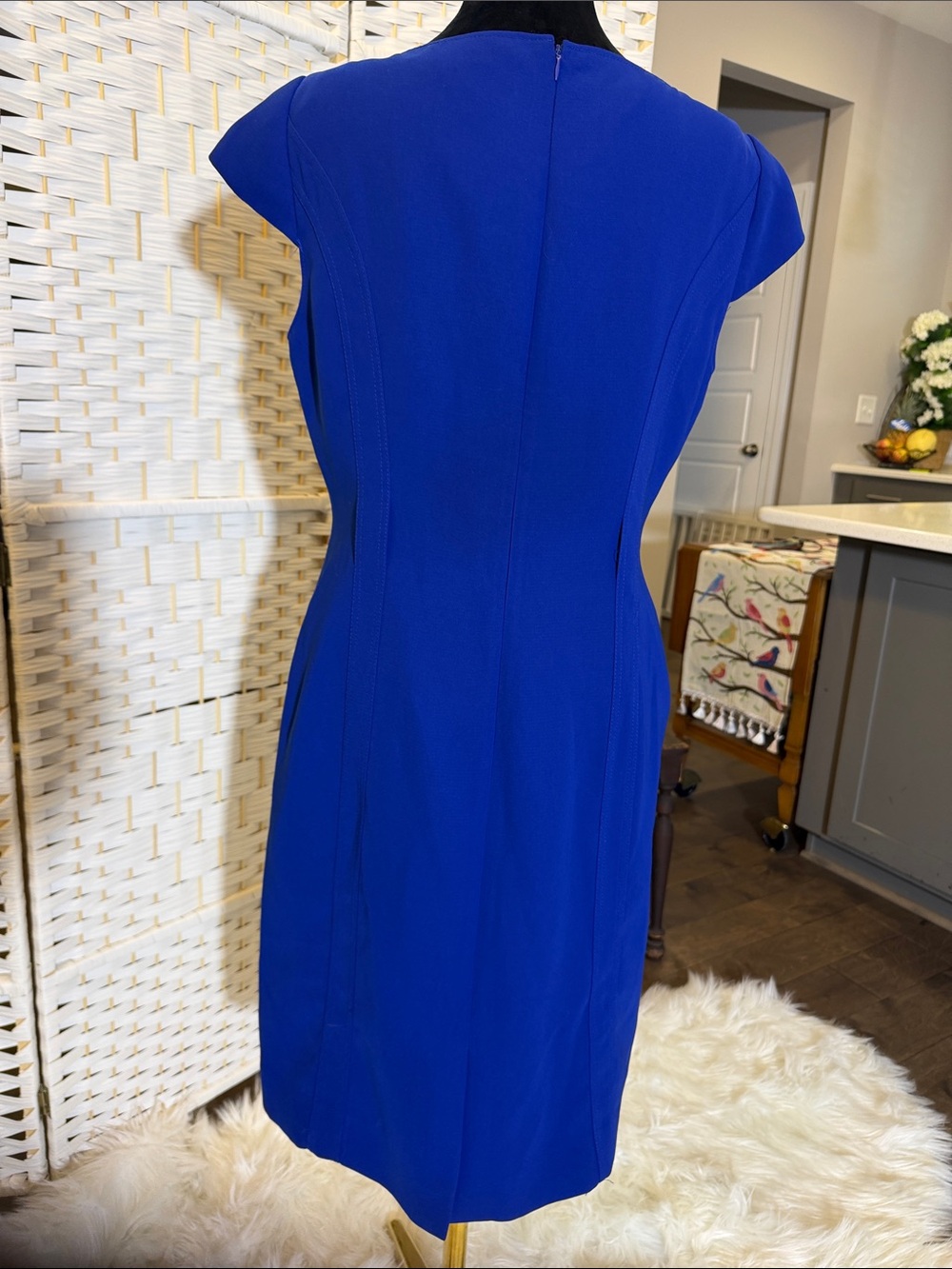 Tahari Elegant Cap-Sleeve Sheath Dress in Cobalt - Picture 7 of 8